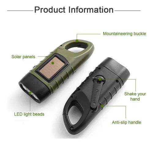 Linterna Dinamo Led Recargable Solar Trekking Camping