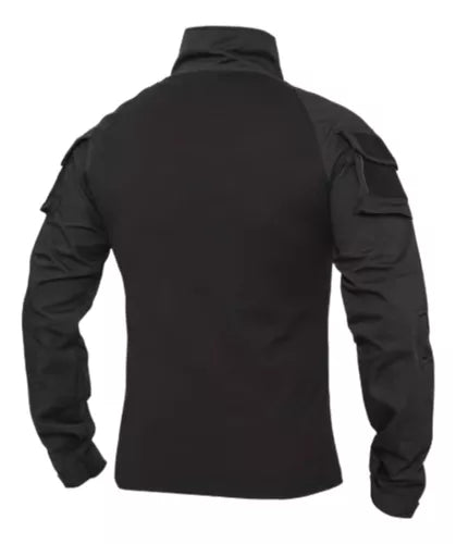Polera Tactica Negra Manga Larga Polera Airsoft Ropa Militar