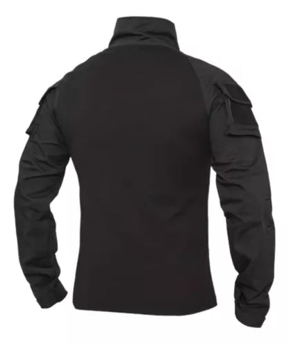 Polera Tactica Negra Manga Larga Polera Airsoft Ropa Militar