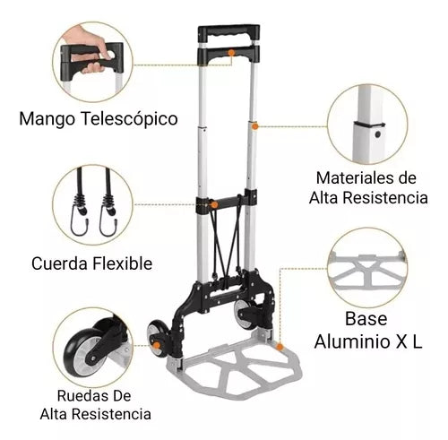 Yegua Plegable Aluminio Carro Carga Yegua Plegable 75kg
