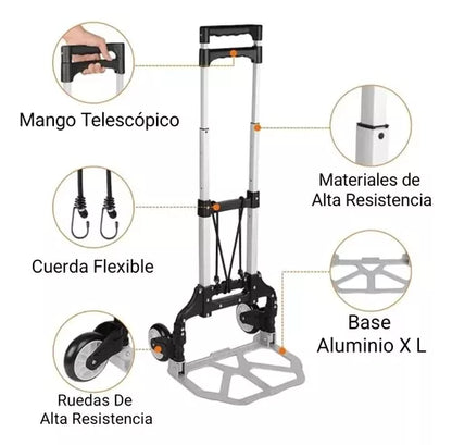 Yegua Plegable Aluminio Carro Carga Yegua Plegable 75kg