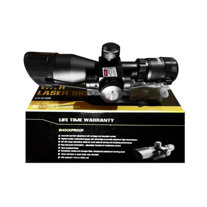 Mira Telescopica Rifle Caza Laser Mira Riel 20mm 2.5-10x40