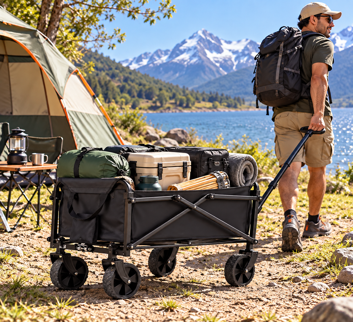 Carrito Camping Carrito Plegable Compras Multiuso 50kg