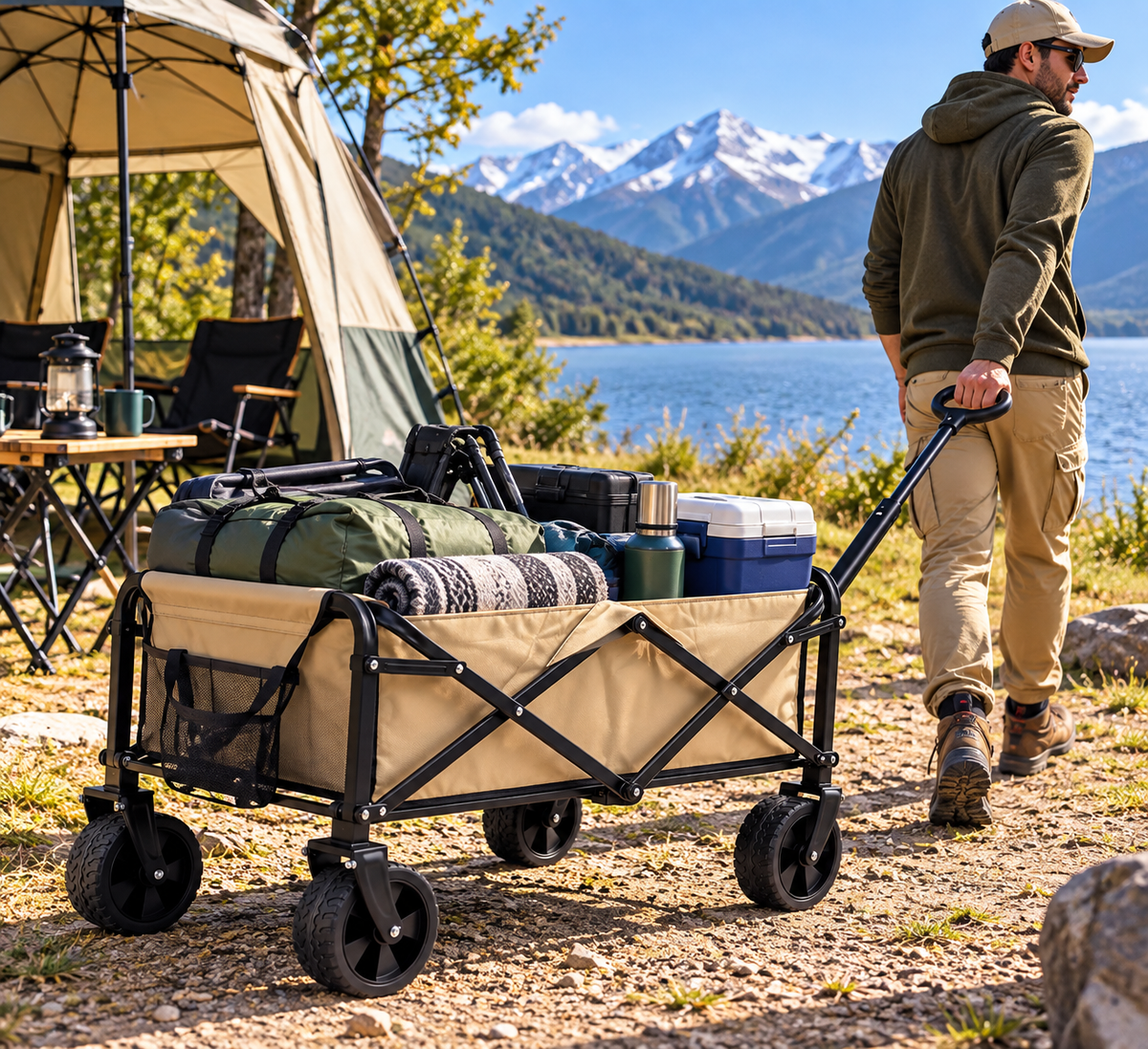 Carro Arrastre Plegable Carrito Camping Carro Compras 100kg