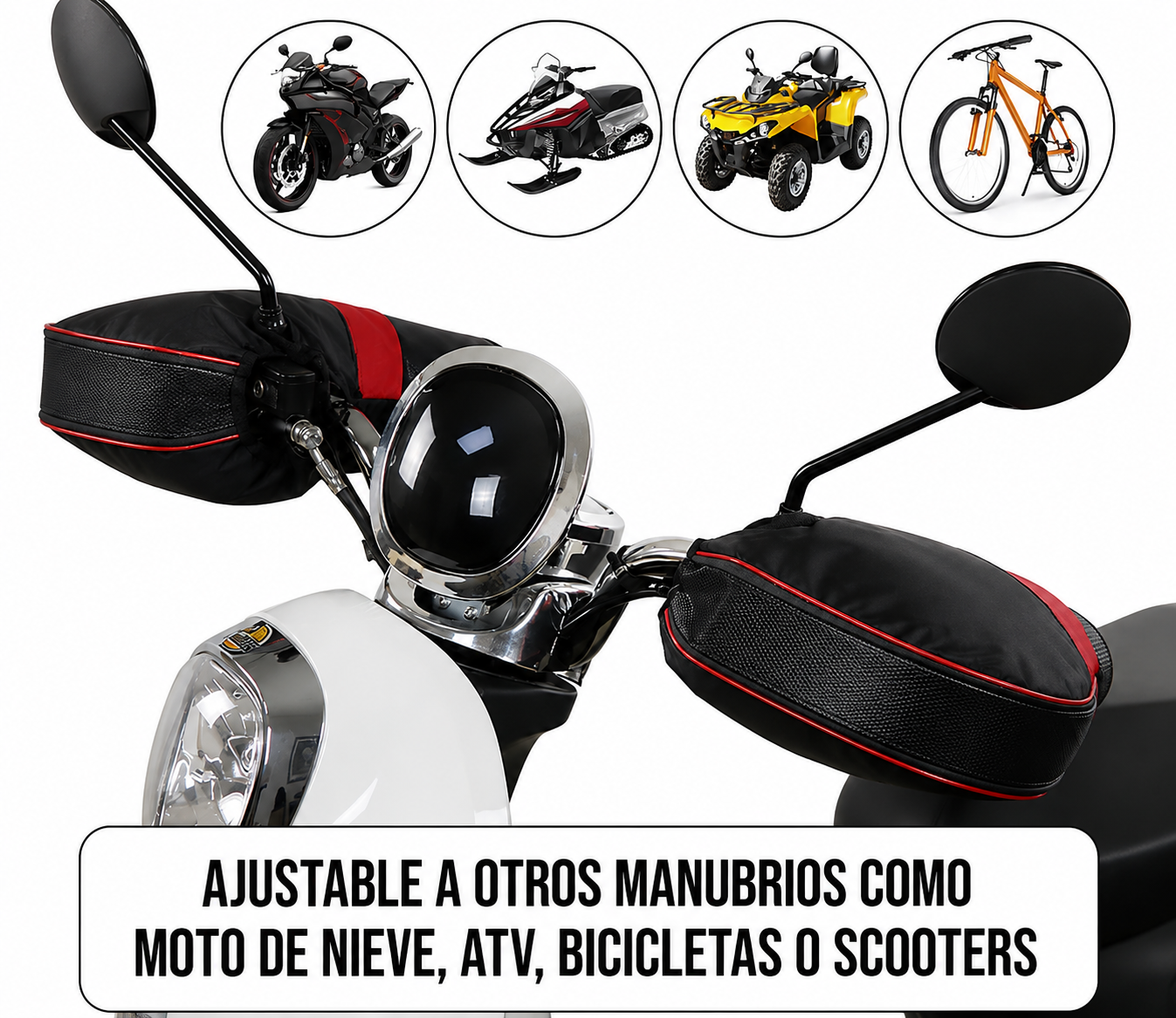 Guantes De Invierno Para Moto Cubre Puños Bicimoto Scooter