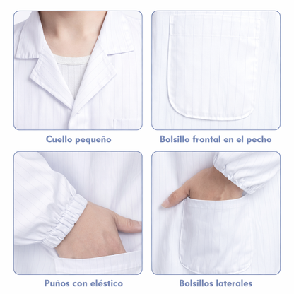 Bata Medica Uniforme Medico Uniforme De Laboratorio Bata Blanco Con Lineas