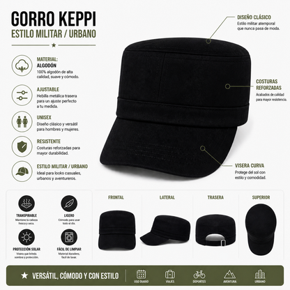 Gorro Keppi Plano Jockey Boina Ejercito Militares Soldado