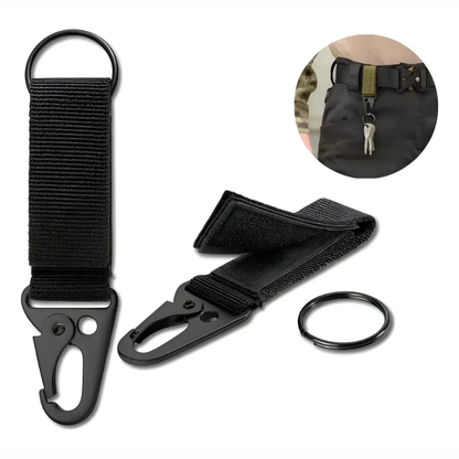 Llavero Mosqueton Tactico Molle Velcro Llavero Camping Negro