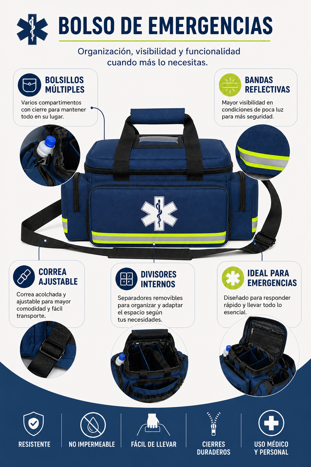 Botiquin Primeros Auxilios Bolso Mochila Primeros Auxilios