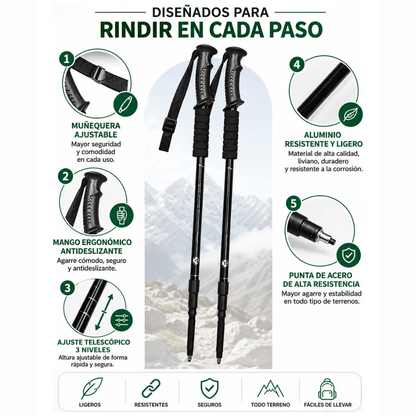 X2 Baston Trekking 3 Tramos Baston Senderismo Antishock 15pz