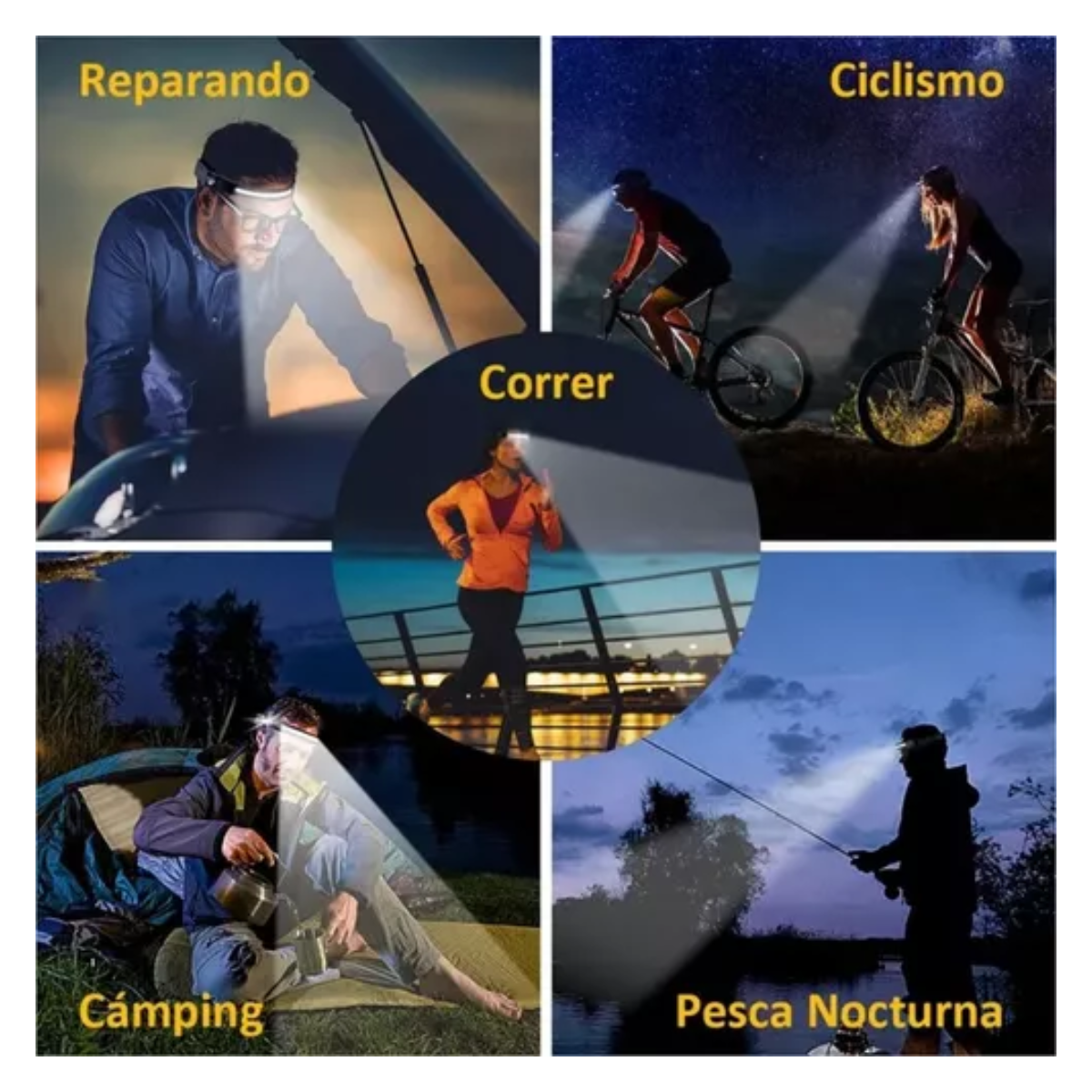 Linterna Frontal Led Recargable Con Sensor Cinta Ajustable